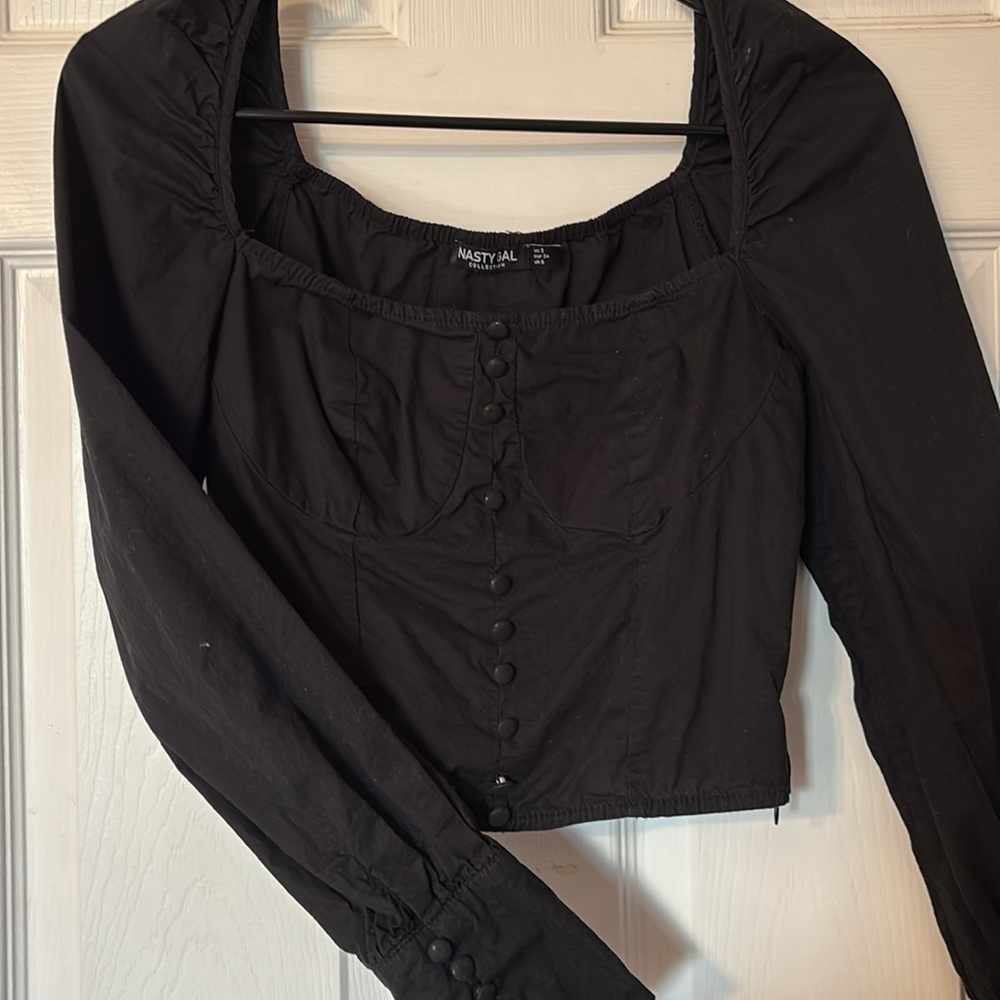 Nasty Gal Black Long Sleeve Crop